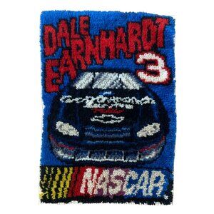 Dale Earnhardt #3 NASCAR Latch Hook Rug Wall Hanging Collectibles Vintage 80s